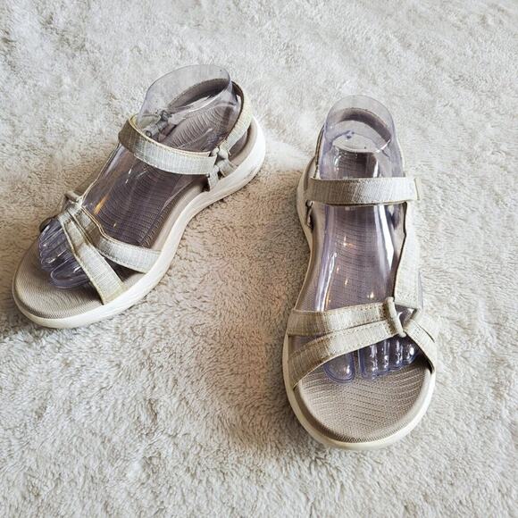 Skechers Goga Max Sport Strap‎ Sandals Gray Womens Size 9 Open Toe Strappy Gen - Picture 1 of 16